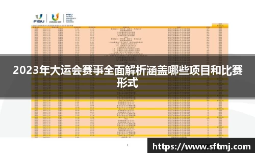 2023年大运会赛事全面解析涵盖哪些项目和比赛形式